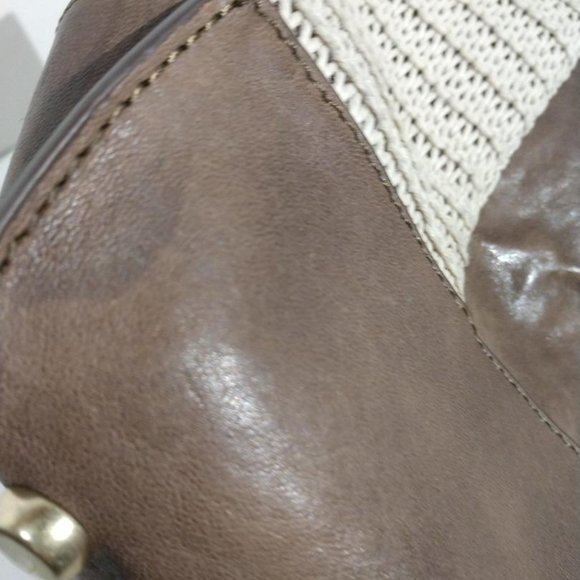 Weaved brown/off white boho bucket Nanette Lepore handbag - Picture 9 of 9